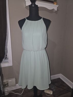 Lush Mint Halter Blouson Mini Dress